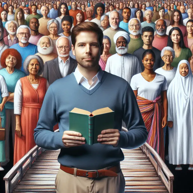 Visual representation of "everyman" - A character in a play or a book who represents ordinary people.