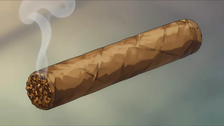 Visual representation of "cigar" - A small, long roll of tobacco that is smoked.
