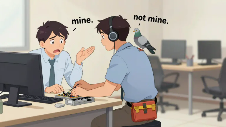 Visual representation of "be somebody’s pigeon" - To be someone's responsibility or problem