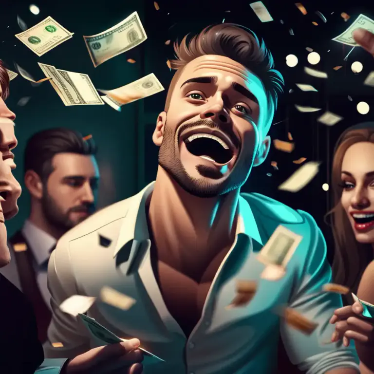Visual representation of "throw your money about/around" - To spend money freely and extravagantly.