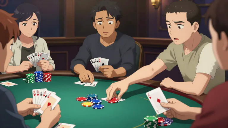 Visual representation of "poker" - A card game that some people play for money