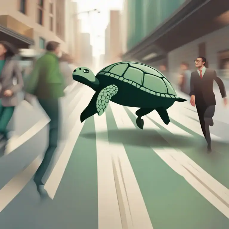 Visual representation of "turtle" - A slow or cautious person