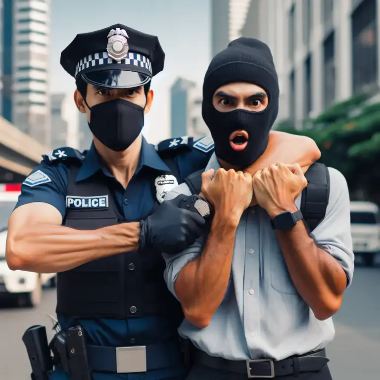 Visual representation of "cop" - To catch or arrest someone.