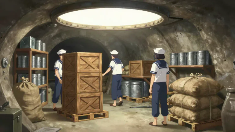 Visual representation of "bunker" - To store (cargo, supplies etc.) in a bunker