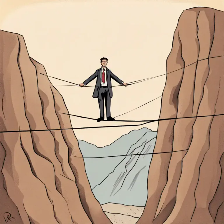 Visual representation of "have/keep a foot in both camps" - To keep a neutral or intermediate position between two conflicting sides or parties