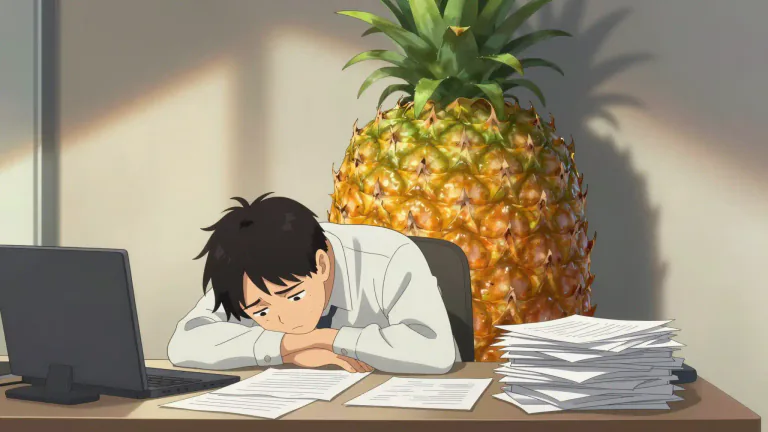 Visual representation of "the rough end of the pineapple" - To have a tough, unfair, or unfortunate experience