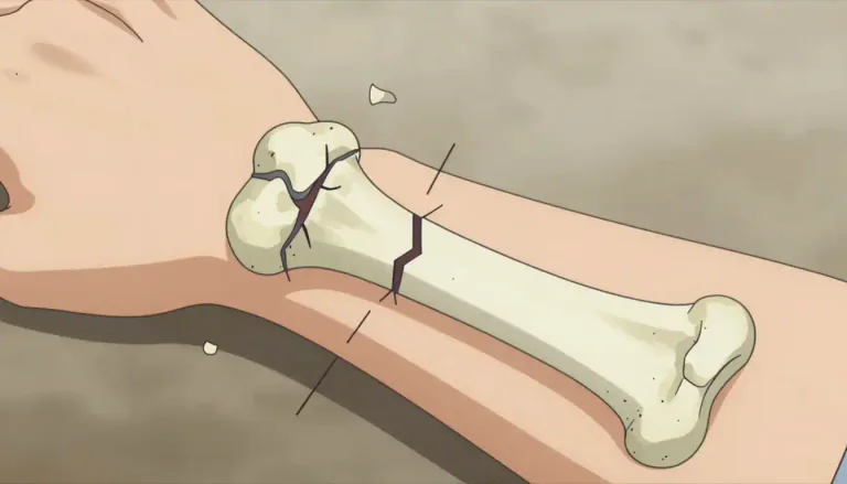 Visual representation of "fracture" - A crack or break in a hard object or material, like a bone or rock.