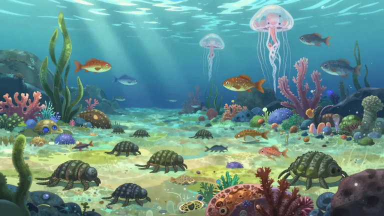Visual representation of "paleozoic" - Relating to the era in geologic time from about 541 to 252 million years ago, marked by the appearance of diverse life forms.