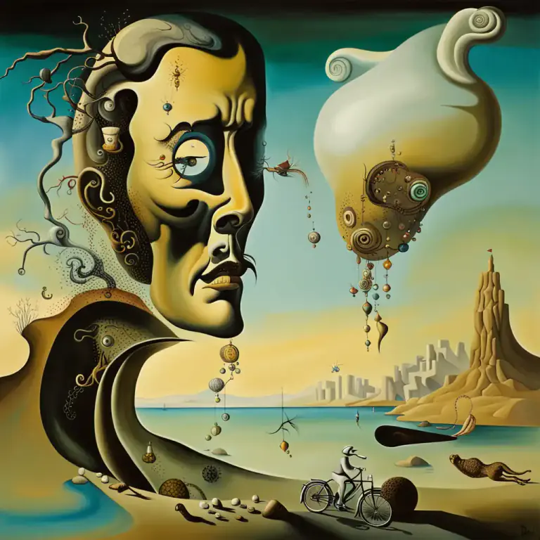 Visual representation of "surreal" - In art and literature, it refers to works that express irrational, dreamlike images and unconscious thoughts.