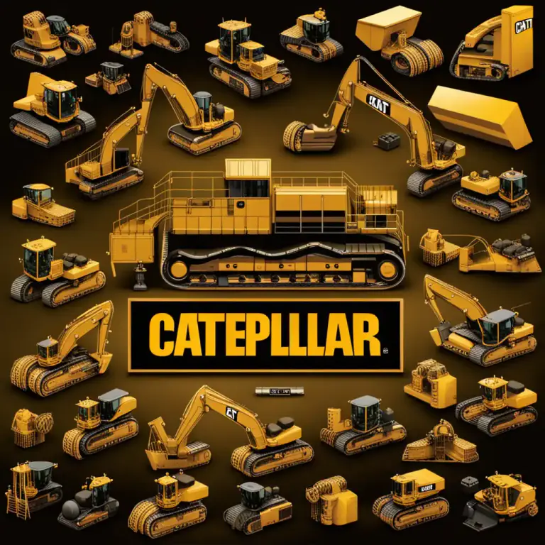 Visual representation of "caterpillar" - The name of a big company that makes engines and equipment for construction and mining.