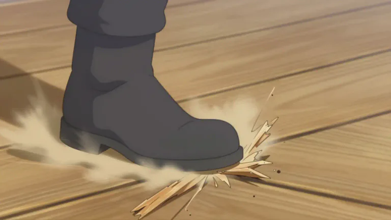 Visual representation of "stomp" - To step on something heavily, making a loud noise