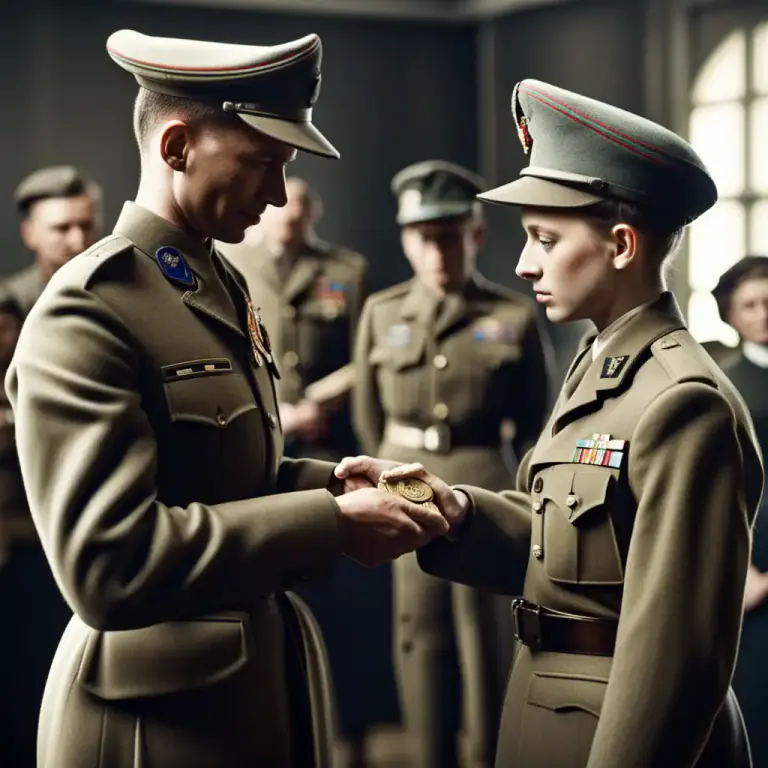 Visual representation of "decorate" - To give someone a medal or award as an honor