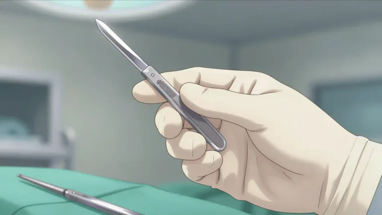 Visual representation of "scalpel" - A small sharp knife used by doctors in medical operations