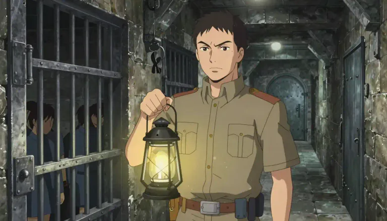Visual representation of "warder" - A person who is in charge of guarding prisoners.