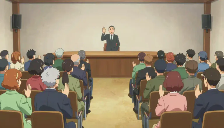 Visual representation of "assembly" - A group of people gathered together for a specific purpose, like a meeting.