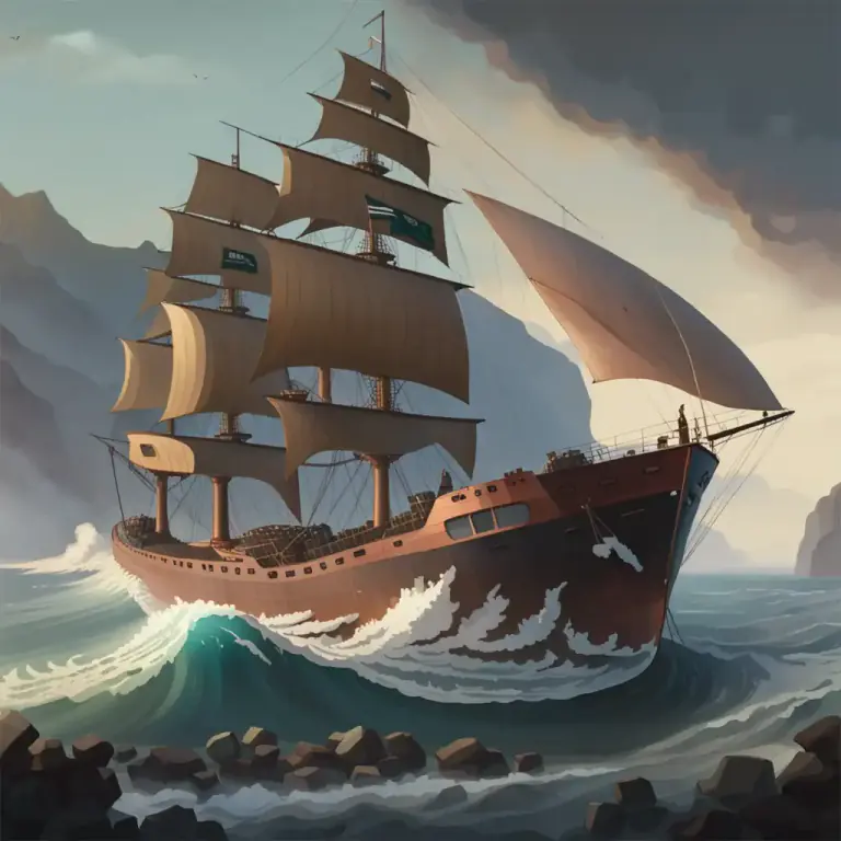 Visual representation of "coaster" - A type of ship designed for trade along a coast.