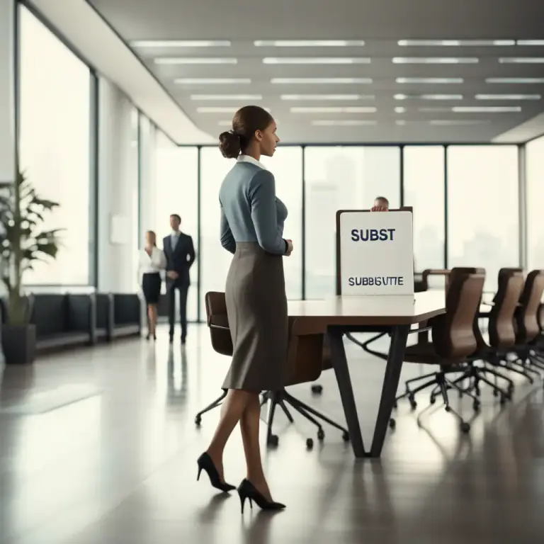 Visual representation of "stand in" - To act as a substitute