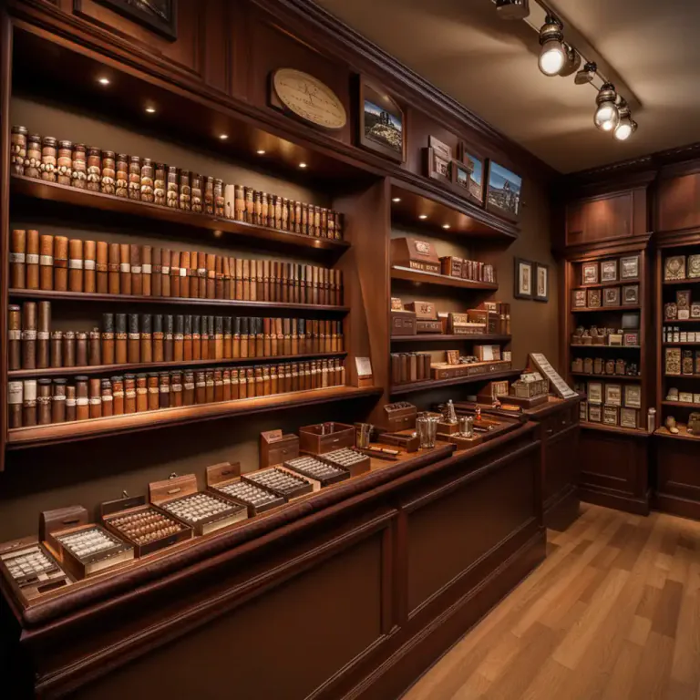 Visual representation of "tobacconist" - A kind of retail store where tobacco products and smoking accessories are sold.