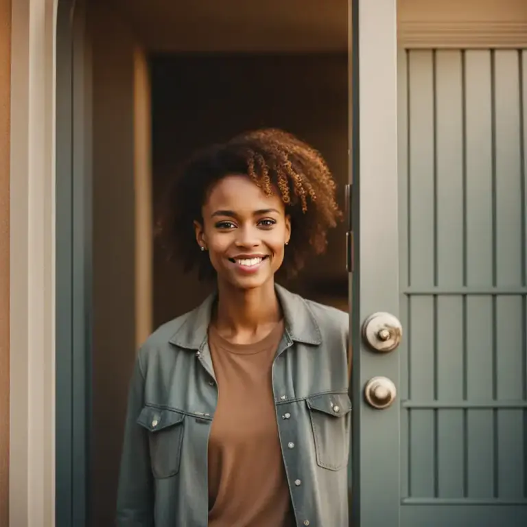 Visual representation of "knock up" - To wake someone up by knocking on their door