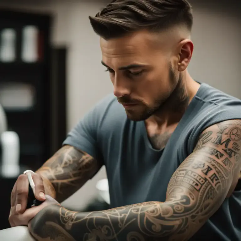 Visual representation of "tattoo" - To make a design on skin with ink and a needle
