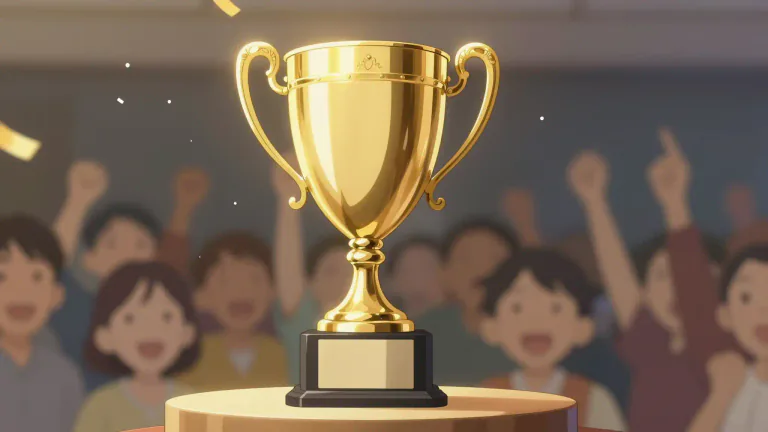 Visual representation of "trophy" - A prize given for winning a competition or succeeding in something