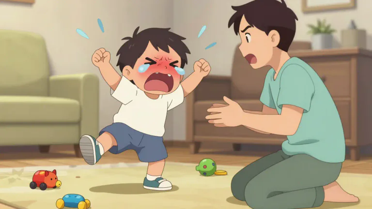 Visual representation of "tantrum" - An uncontrolled outburst of anger and frustration, usually in a young child