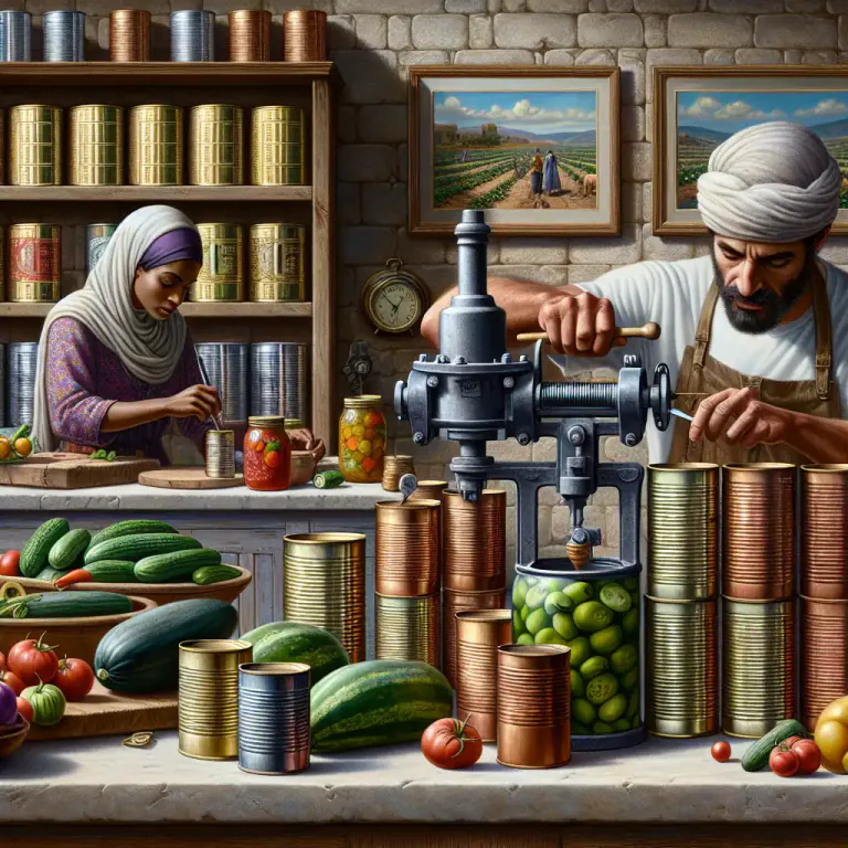 Visual representation of "can" - to put food or drink into cans to preserve it