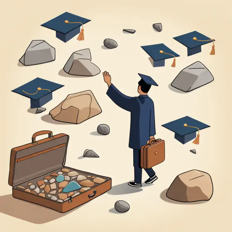 Visual representation of "leave no stone unturned" - To explore every possible option or avenue in order to achieve a goal or find something.
