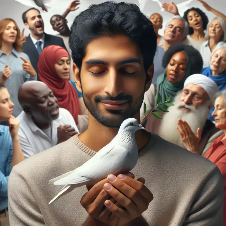 Visual representation of "peaceable" - Tending to avoid arguments or disputes; keeping peace in dealings with others.