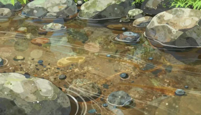 Visual representation of "streambed" - The bottom of a stream or river channel, where water regularly flows.