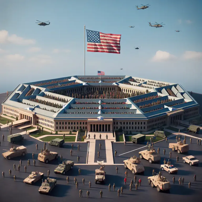 Visual representation of "pentagon" - A building in the United States where the military leaders work.