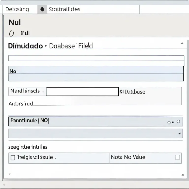 Visual representation of "null" - A value that indicates no data or no value in a database field.