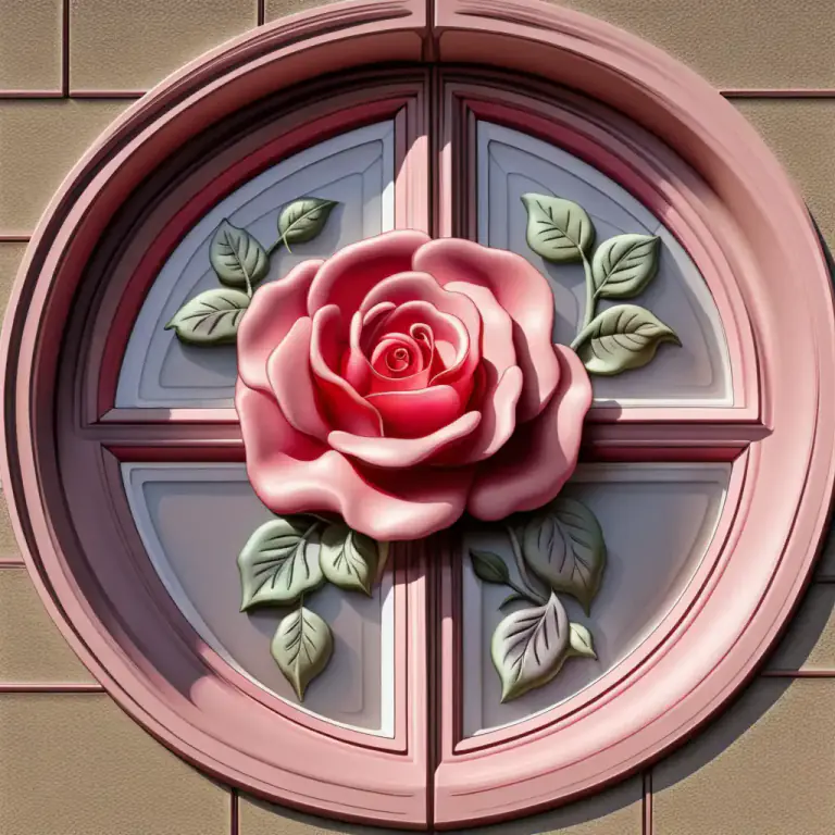 Visual representation of "rose" - An ornamental design in the shape of a rose flower.