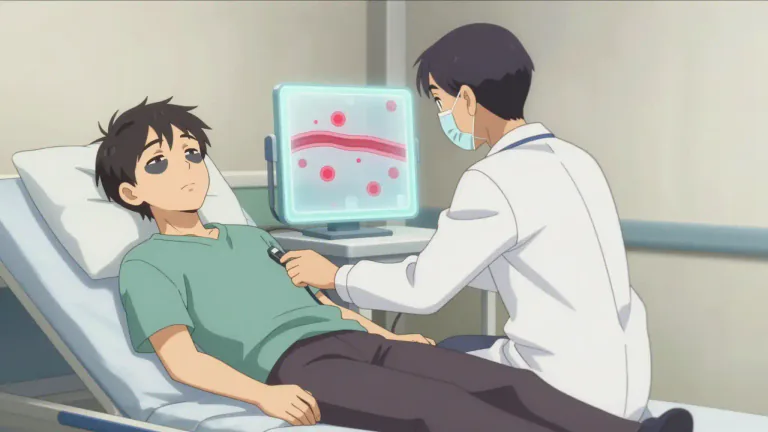 Visual representation of "anaemic" - Having low health due to lack of sufficient red blood cells or haemoglobin.
