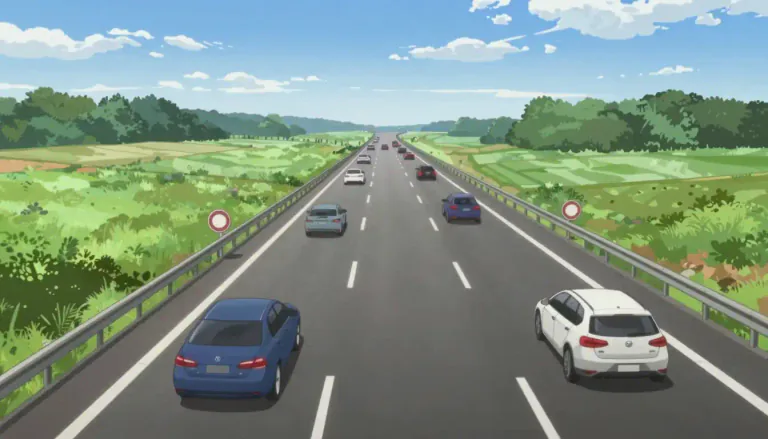 Visual representation of "autobahn" - A type of high-speed highway in Germany where there are no general speed limits on certain sections.