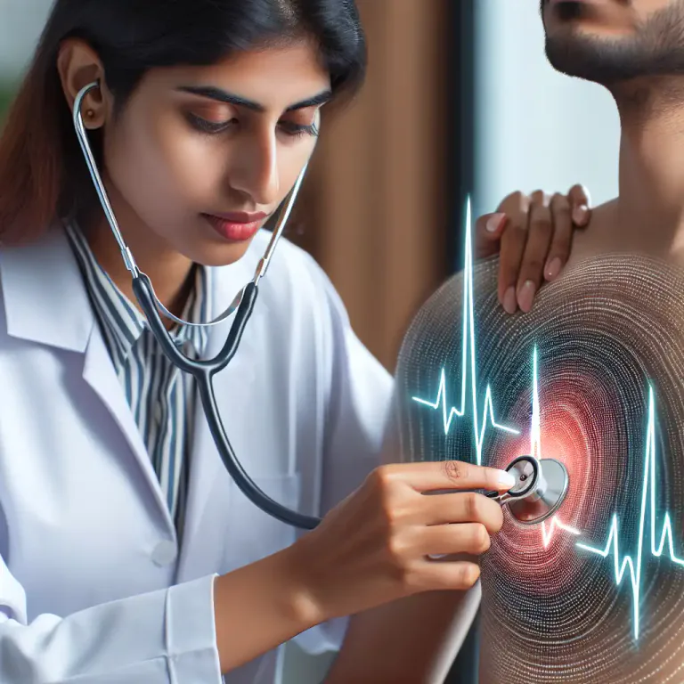 Visual representation of "bruit" - A sound that is made in your body, especially your heart. Doctors can hear it using a stethoscope.