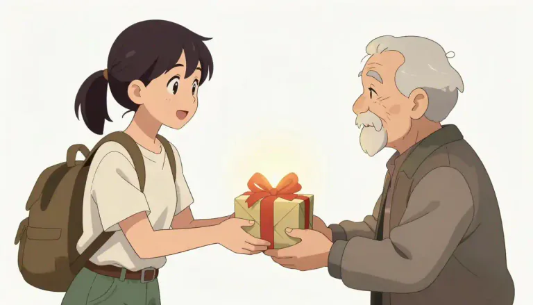 Visual representation of "giver" - Someone who gives or presents something to someone else.