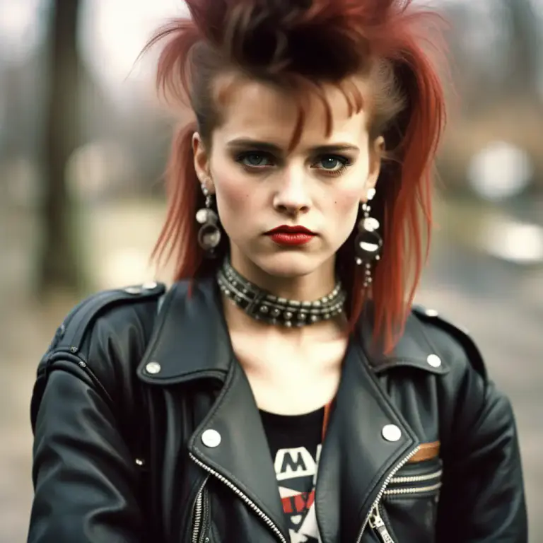 Visual representation of "punk" - A young person, especially in the 1970s and 1980s, who dressed in a distinctive way to show rejection of mainstream culture