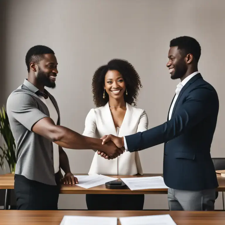 Visual representation of "negotiator" - A person who acts on behalf of others to create an agreement or resolve a problem.