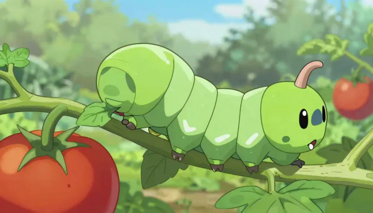 Visual representation of "hornworm" - A large caterpillar that is the larva of a hawk moth, known for its voracious appetite and distinctive horn.