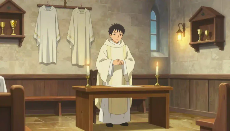 Visual representation of "vestry" - A room in a church where a priest prepares for a service, and where clothes and utensils are kept.