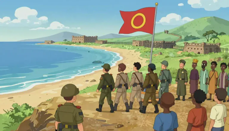 Visual representation of "colonize" - To move into and take control of a place, especially in another country.