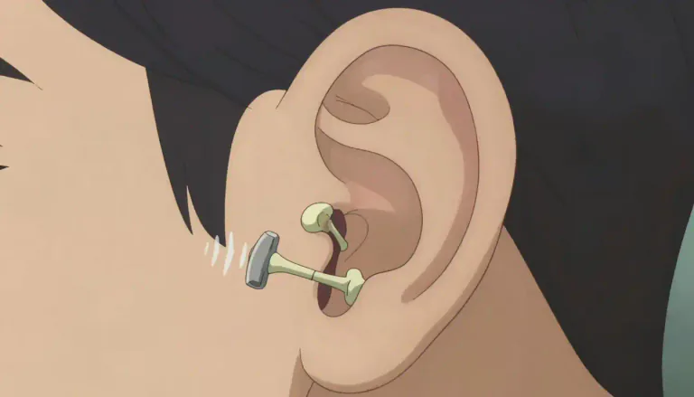 Visual representation of "ossicle" - A small bone, especially one of the three tiny bones in the middle ear that transmit sound vibrations.
