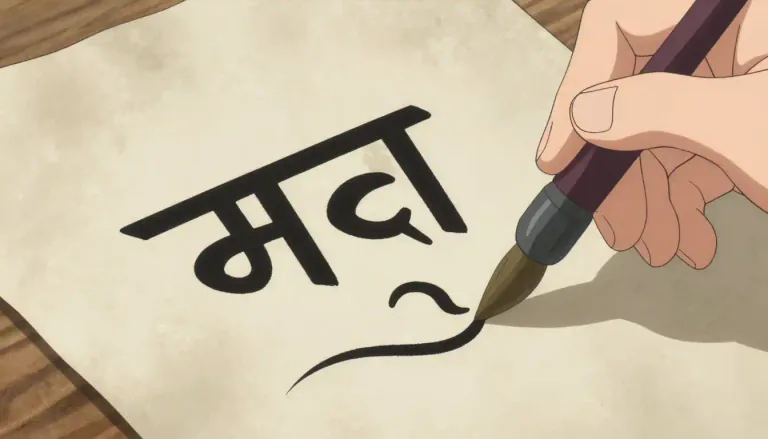 Visual representation of "devanagari" - It's a script primarily used for writing Hindi, Marathi, and Nepali languages.