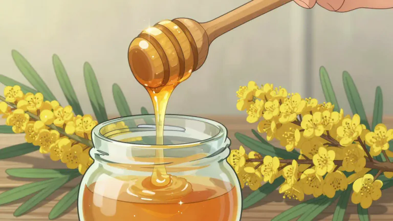Visual representation of "manuka" - Honey produced from the nectar of the manuka tree, valued for its rich flavor and health benefits.