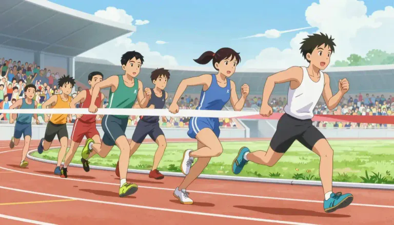 Visual representation of "race" - A competition or event where people try to run, ride, drive etc faster than others.