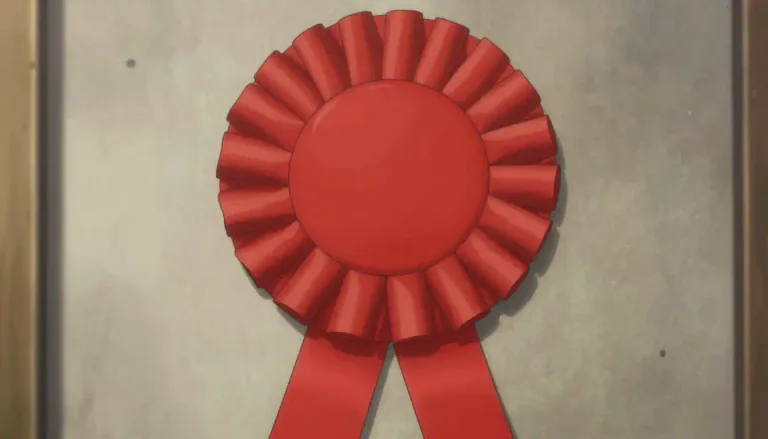 Visual representation of "rosette" - A round decoration made of ribbon or cloth