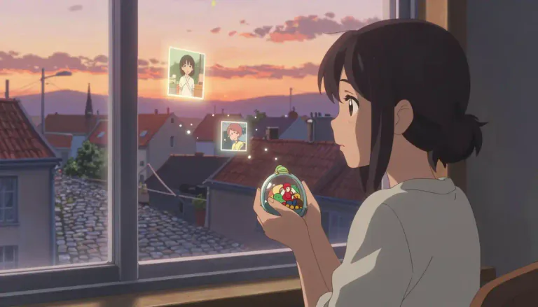 Visual representation of "nostalgically" - In a way that shows you remember and miss the happy times of the past