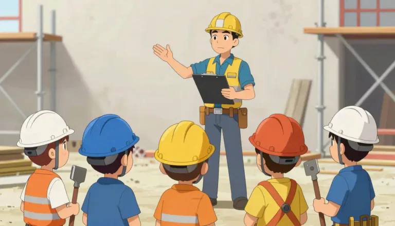 Visual representation of "foreman" - The person who is in charge of a group of workers.
