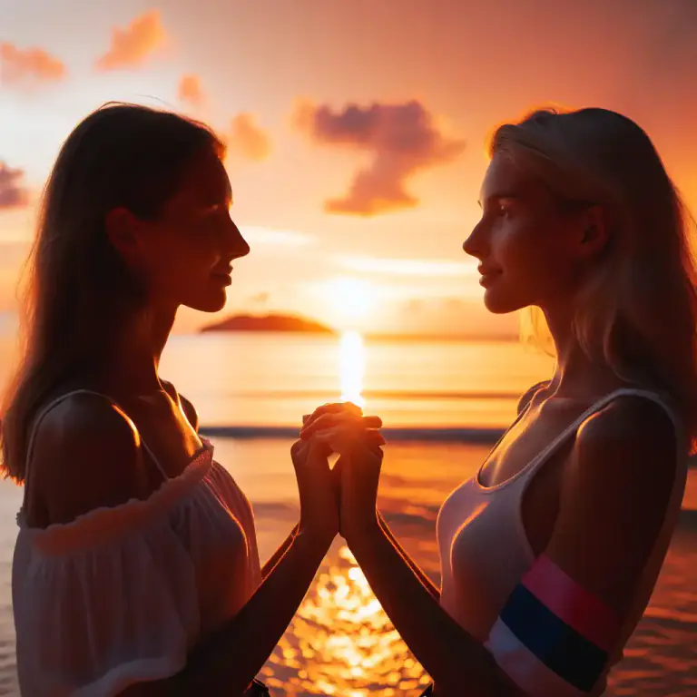 Visual representation of "sapphic" - Related to lesbians or lesbianism.